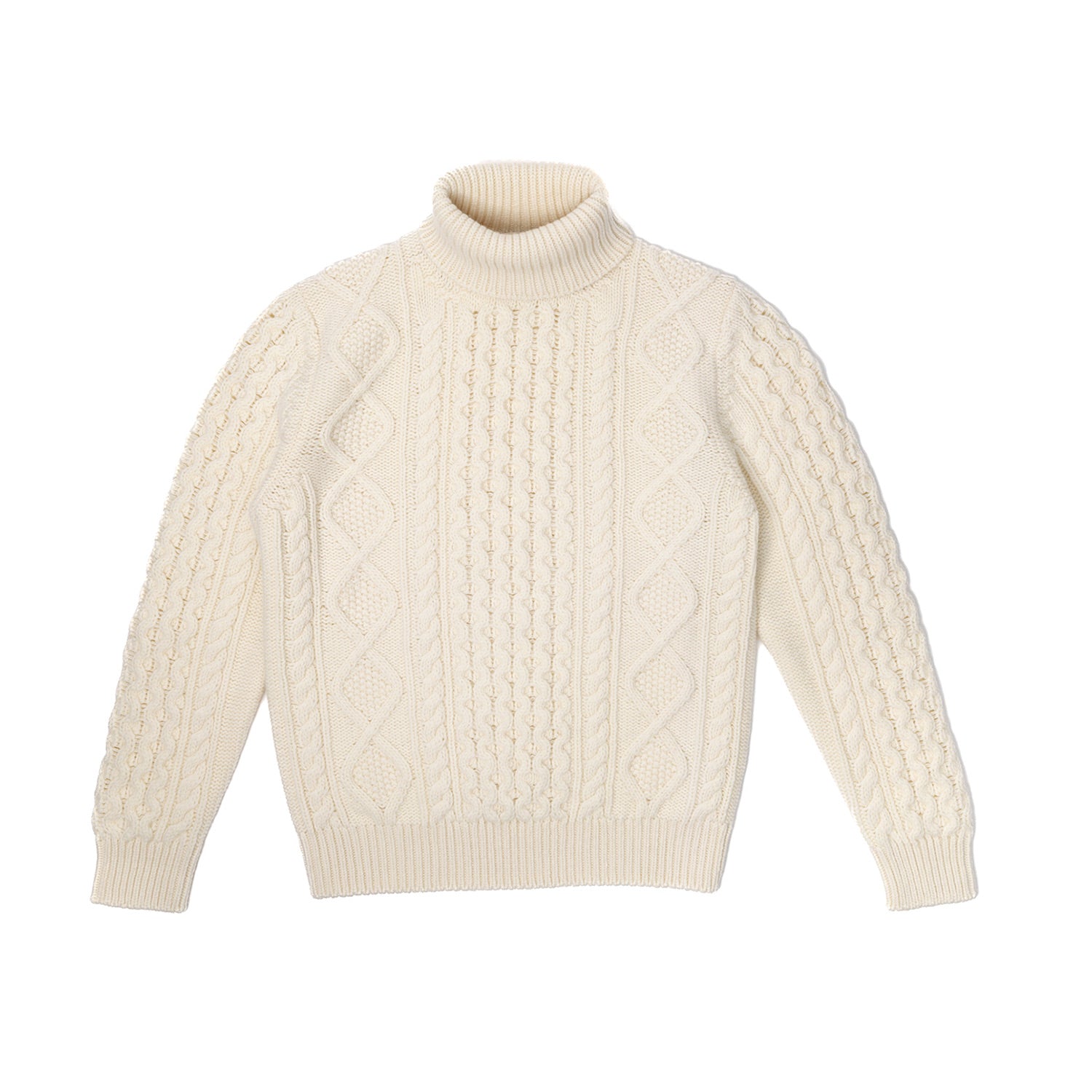 Turtleneck Sweater "Iconic Aran" made from Lambswool and Cashmere - Original Knit